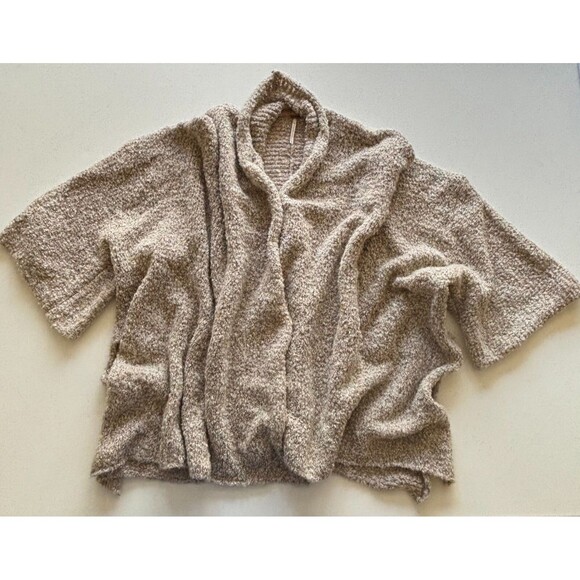 Free People Cardigan Women Large Tan BFF Marled Knit Oversized Open Front Boucle - Picture 3 of 14
